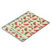 Wassermelonen-Fruchtmuster auf Grün mit benutzerde Notizblock (Linke Seite)