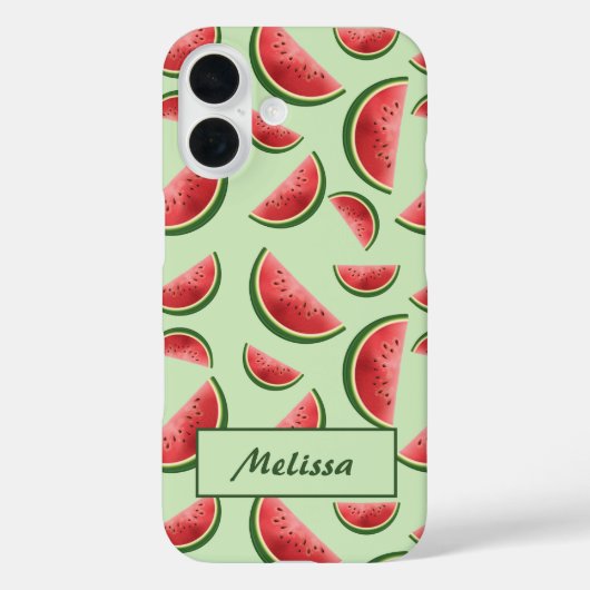 Wassermelonen-Fruchtmuster auf Grün mit Individuel Case-Mate iPhone Hülle (Rückseite)