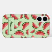 Wassermelonen-Fruchtmuster auf Grün mit Individuel Case-Mate iPhone Hülle (Rückseite (Horizontal))
