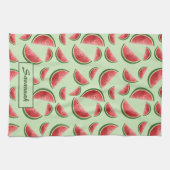Wassermelonen-Fruchtmuster auf Grün mit Individuel Geschirrtuch (Horizontal)