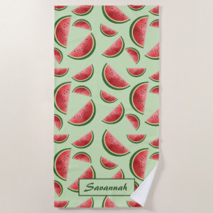 Wassermelonen-Fruchtmuster auf Grün mit individuel Strandtuch