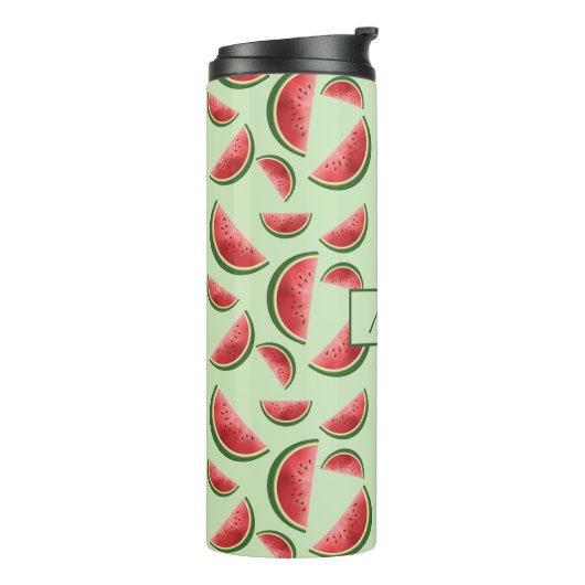 Wassermelonen-Fruchtmuster auf Grün mit Individuel Thermosbecher (Nach links gedreht)