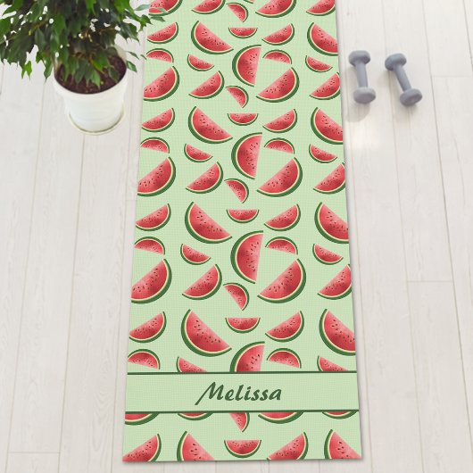 Wassermelonen-Fruchtmuster auf Grün mit Individuel Yogamatte