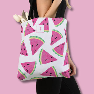 Wassermelonen-Fruchtmuster mit Monogramm Tasche