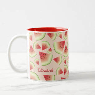 Wassermelonen-Fruchtscheiben-Muster und benutzerde Zweifarbige Tasse