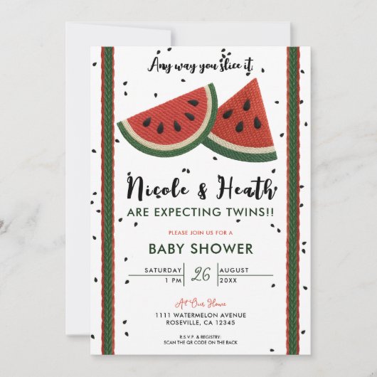 Wassermelonen Garne beliebig schneiden Sie es Baby Einladung (Vorderseite)