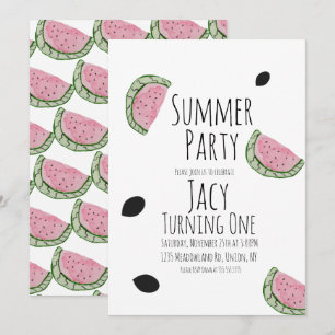 Wassermelonen-Geburtstag-Aquarell-Sommer-Samen Einladung