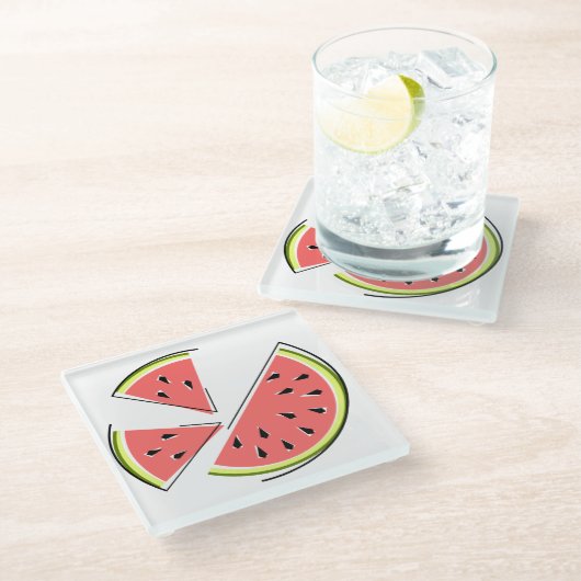 Wassermelonen Glasuntersetzer (Schrägansicht)