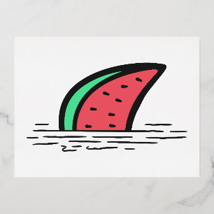 Wassermelonen-Hai Folien Feiertagspostkarte
