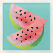 Wassermelonen Hälften Pink Glasuntersetzer (Vorderseite)