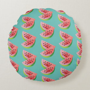 Wassermelonen Hälften Pink Rundes Kissen