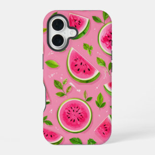 Wassermelonen-Handyhülle - Rosa Sommerfrucht-Muste iPhone 16 Hülle