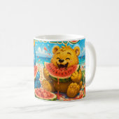 Wassermelonen-Himmel-Monster-Strandfest Kaffeetasse (VorderseiteRechts)