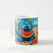 Wassermelonen-Himmel-Monster-Strandfest Kaffeetasse (Vorderseite Links)