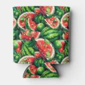 Wassermelonen, Limon, Wassermelonen-Blätter, klein Dosenkühler (Vorderseite)