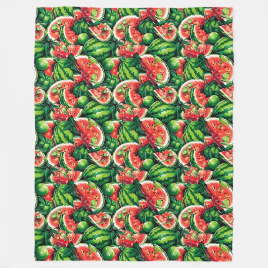 Wassermelonen, Limon, Wassermelonen-Blätter, klein Fleecedecke (Vorderseite)