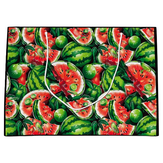 Wassermelonen, Limon, Wassermelonen-Blätter, klein Große Geschenktüte (Vorderseite)