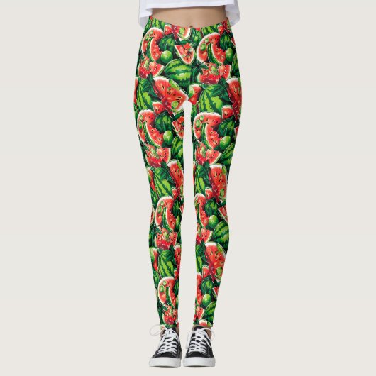 Wassermelonen, Limon, Wassermelonen-Blätter, klein Leggings (Vorderseite)