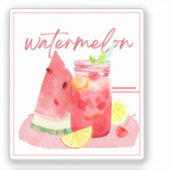 Wassermelonen-Limonade-Wasserfarbenkunst Aufkleber (Vorderseite)