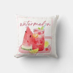 Wassermelonen-Limonade-Wasserfarbenkunst Kissen