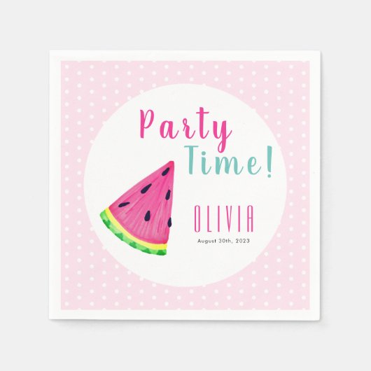 Wassermelonen Mädchen Geburtstag Serviette (Vorderseite)