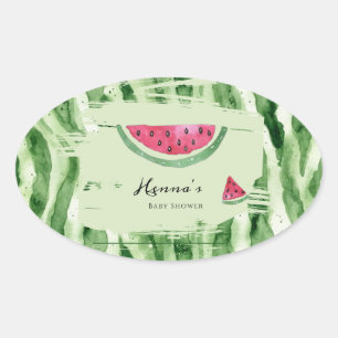 Wassermelonen-Mädchen-Sommer-Baby-Party Oval  Ovaler Aufkleber