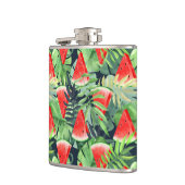 Wassermelonen mit tropischen Blätter Flachmann (Links)