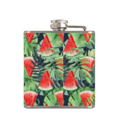Wassermelonen mit tropischen Blätter Flachmann (Rückseite)