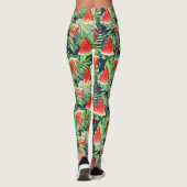 Wassermelonen mit tropischen Blätter Leggings (Rückseite)