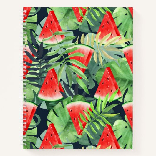 Wassermelonen mit tropischen Blätter Notizblock (Vorderseite)