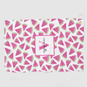 Wassermelonen-Muster-Monogramm Rosa Golfhandtuch (Horizontal)