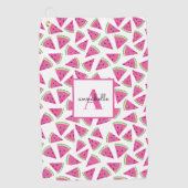 Wassermelonen-Muster-Monogramm Rosa Golfhandtuch (Vorderseite)