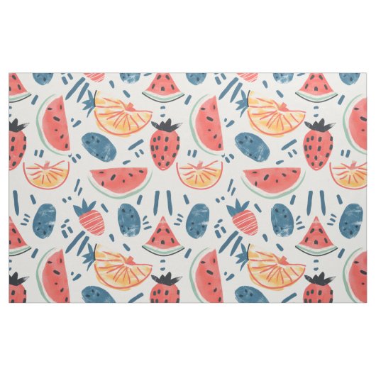Wassermelonen-Muster | Nahtloses Sommerfrüchte-Cot Stoff (Fat Quarter (45,7 x 55,9 cm))