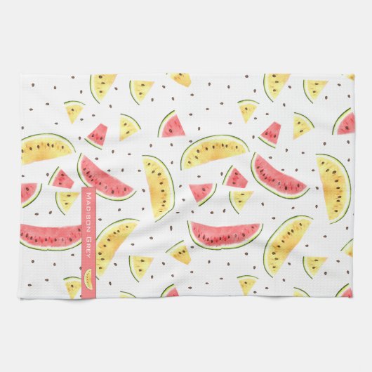 Wassermelonen Muster Rot und Gelb Geschirrtuch (Horizontal)