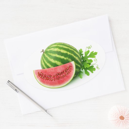 Wassermelonen Ovaler Aufkleber (Umschlag)