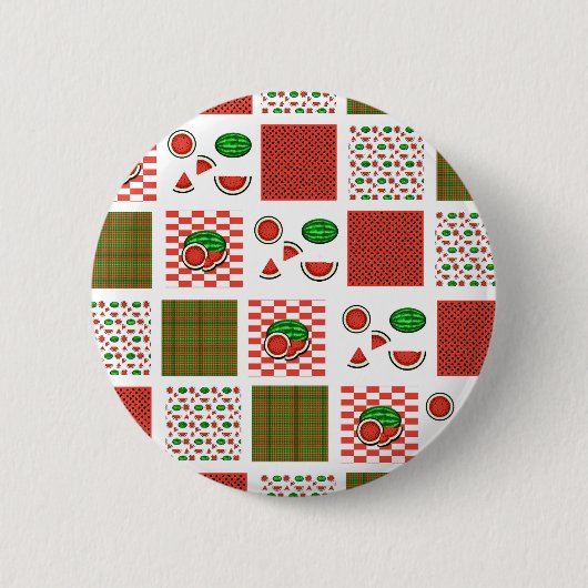 Wassermelonen-Patchwork Button (Vorderseite)