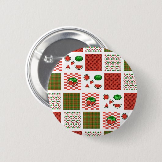 Wassermelonen-Patchwork Button (Vorne & Hinten)