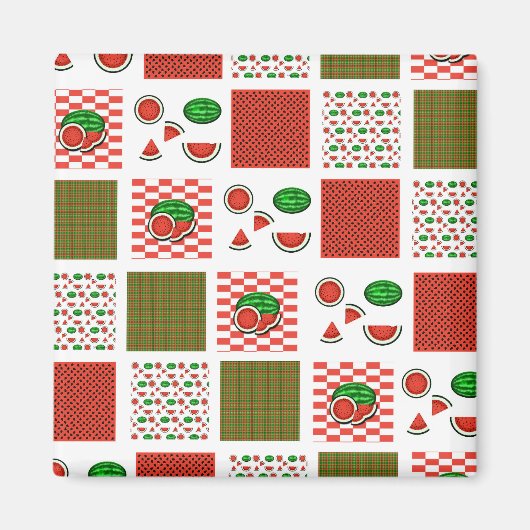Wassermelonen-Patchwork Magnet (Vorne)