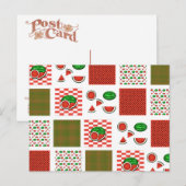 Wassermelonen-Patchwork Postkarte (Vorne/Hinten)