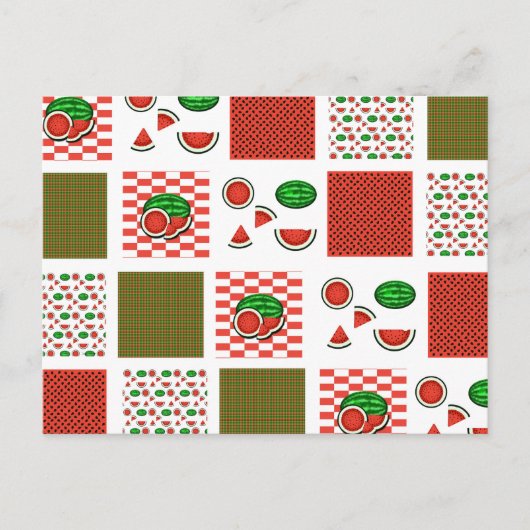 Wassermelonen-Patchwork Postkarte (Vorderseite)