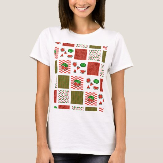 Wassermelonen-Patchwork T-Shirt (Vorderseite)