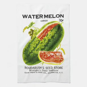 Wassermelonen-Samenpackungs-Etikett Geschirrtuch