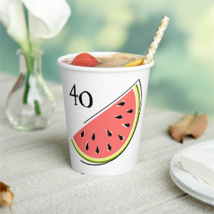Wassermelonen-Scheibe Alter 40 Pappbecher