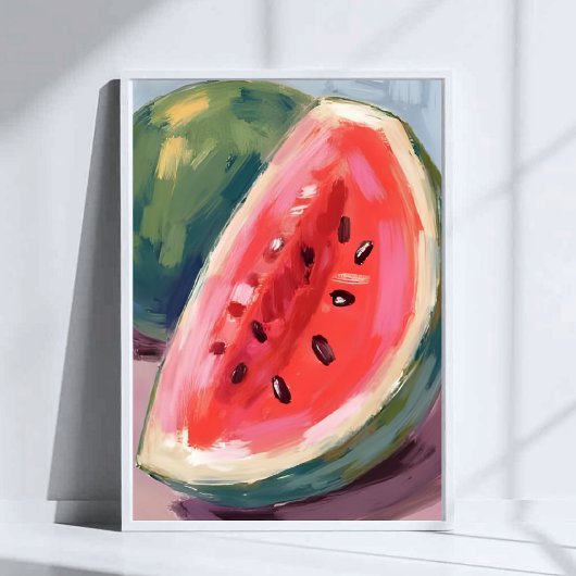Wassermelonen-Scheibe | Frucht-Aquarellmalerei Poster