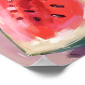 Wassermelonen-Scheibe | Frucht-Aquarellmalerei Poster (Ecke)