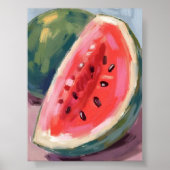 Wassermelonen-Scheibe | Frucht-Aquarellmalerei Poster (Vorne)