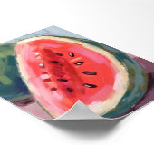 Wassermelonen-Scheibe | Frucht-Aquarellmalerei Poster (Ecke)