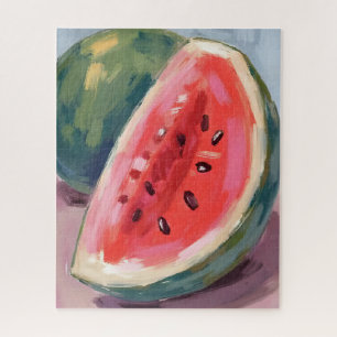 Wassermelonen-Scheibe Frucht-Aquarellmalerei Puzzle