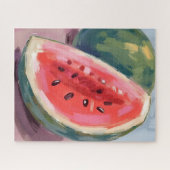 Wassermelonen-Scheibe | Frucht-Aquarellmalerei Puzzle (Horizontal)