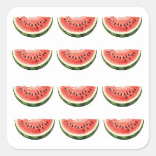 Wassermelonen-Scheibe Quadratischer Aufkleber